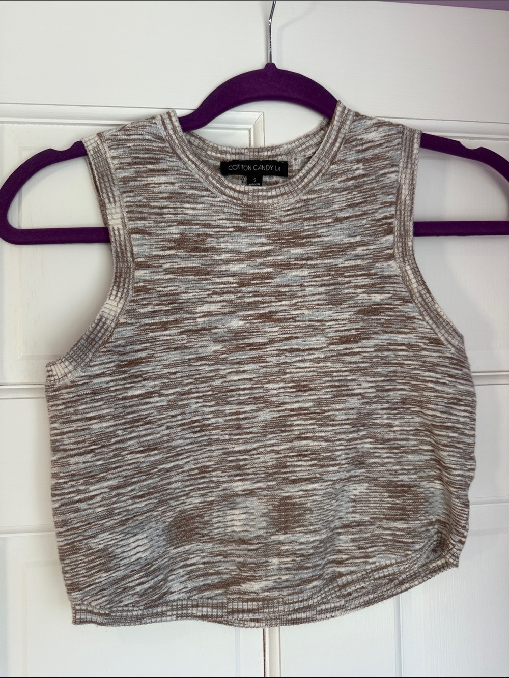 Cotton Candy Neutral Marled Cropped Tank Top